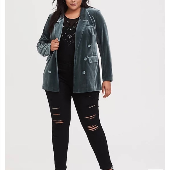 torrid Jackets & Blazers - Show stopper. Gorgeous teal green velvet blazer